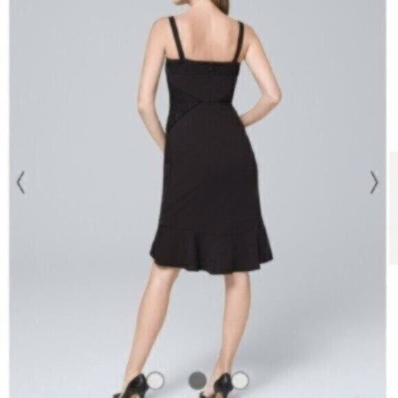 NWOT White House Black Market Flutter-Hem Black Dress - Picture 2 of 4